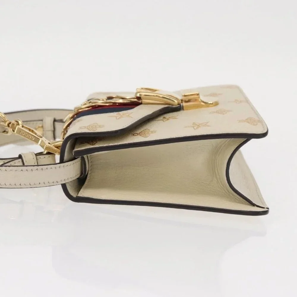 GUCCI Silvi Sherry Line Hand Bag Leather 2way Beige Gold 470270 Auth bs31644 - Picture 6 of 16